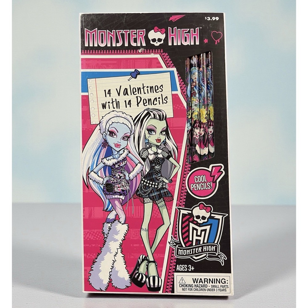 Monster High Valentines Day Cards (Box of 14) w/Pencils SEALED Qty. 2 Boxes New